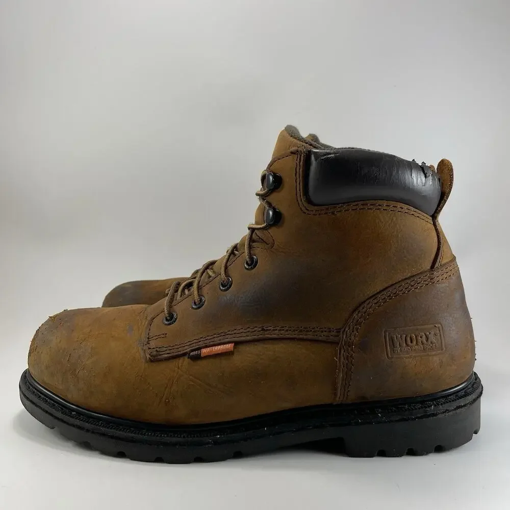 Worx by Red Wing 5606 Steel Toe Work Boots Mens Size 10.5 M Brown Leather EH